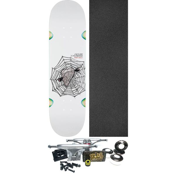 Jacuzzi Unlimited Skateboards John Dilo Evil White Skateboard Deck - 8.5" x 32.325" - Complete Skateboard Bundle